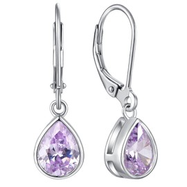 YL Women's Solitaire Dangle Drop Earrings Sterling Silver Teardrop Leverback Earrings Created Alexandrite Jewelry Gifts
