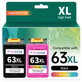 PANINK Remanufactured Ink Cartridges Replacement for HP Printer Ink 63 XL HP 63 Ink HP63 63XL Ink Cartridges Black Color Combo Pack for 3830 4650 5200 5255 4520 4512 1112 2132 3630 3632 Printer