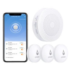 Winees WiFi Water Detector, 3 Pack Water Sensors with Leak Alert Email&SMS Notification, 100dB Adjustable Alarm, 100M Transmission for Basement, Bathroom, Laundry, IFTTT
