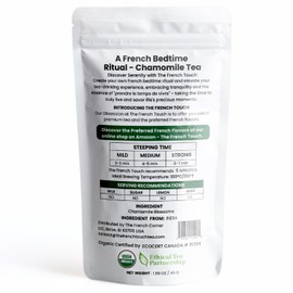 The French Touch Chamomile Tea ORGANIC | 1.5g x 30 Pyramid Bags |100% Certified USDA Organic | Plant based tea bags | Select Premium Tea | Whole Flower (Chamomile) | Caffeine-free