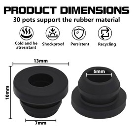 LEBOKJ Pack of 30 rubber grommets, pot carrier rubbers, motorhome hob accessories, rubber grommets, rust rubber feet, rubber grommets for pot supports with 5 mm rods, compatible with Dometic, Smev and