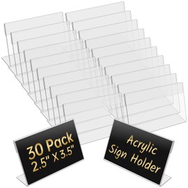 30 Pack Acrylic Photo Frames 2.5x 3.5 Inches Clear Picture Frames Plastic Collage Frames Flyer Display Vertical Slanted Back Stand Up Sign Holder for Office Desktop Photo Picture Menu Document