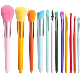 BS-MALL Brochas de Maquillaje Coloridas 12 Pcs Juego de Brochas de Maquillaje Foudation Corrector Blush Pincel de Sombra de Ojos                      