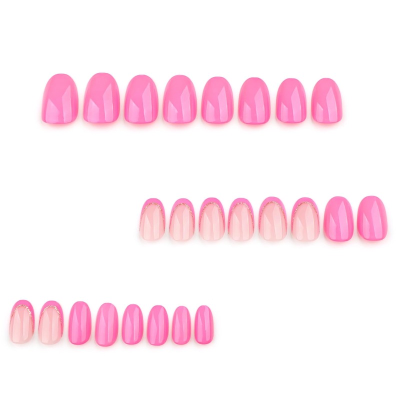 Acrylic Press on Nails Almond Short Fake Nails Rose Pink