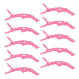 ZEVONDA 10Pcs Crocodile Clips Hair Barrettes - Professional Women Girl Crocodile Hair Sectioning Clips Styling Hair Clips Clamp with Nonslip Grip and Wide Teeth, Pink