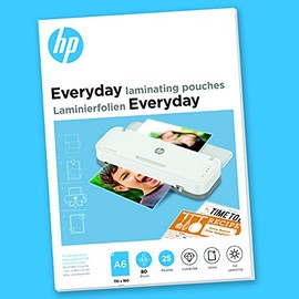 HP HP Everyday Laminierfolien, DIN A6, 80 Micron, glänzend, transparent, zum Heißlaminieren, 25 Stück, 9156