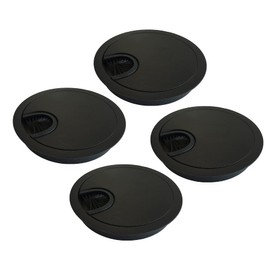 LIKERAINY Cable Bushing Desk Table Grommets Round Ø80mm Cable Outlet Tidy Cover Insert Wire Organiser in Metal Anodised Black Pack of 4