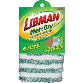 Libman Commercial 119 Microfiber Wet/Dry Floor Mop Refill Pad, Microfiber, 18" Wide, Green and White (Pack of 6)