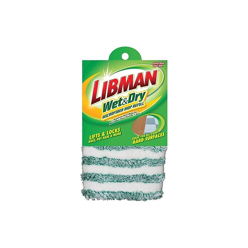 Libman Commercial 119 Microfiber Wet/Dry Floor Mop Refill Pad, Microfiber,
