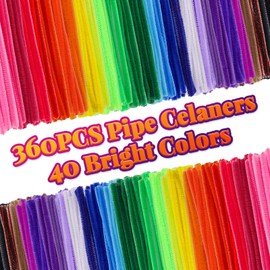 Caydo Caydo 360 Pieces Pipe Cleaners 40 Assorted Colored Chenille Stems for Art and Crafts, Childrens Craft Supplies (6 mm x 12 inch)
