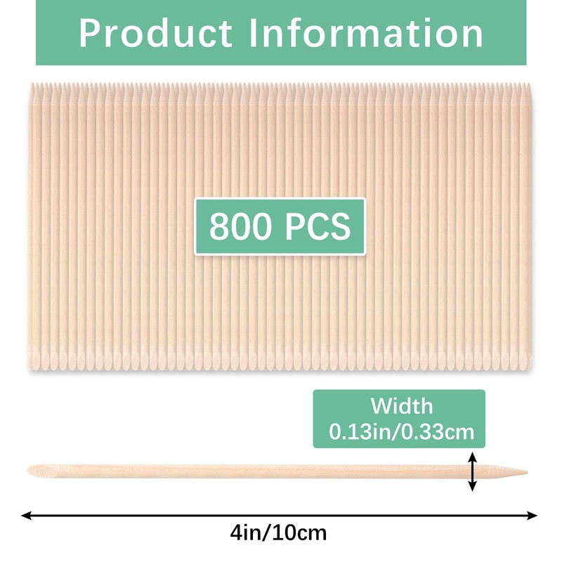 800 Pcs Orange Wood Sticks for Nails, Double Sided Multi-Use