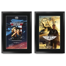 HWC Trading Top Gun Collection Tom Cruise Gifts Printed Poster Set Signed Autograph Picture for Movie Memorabilia Fans - A3 Framed