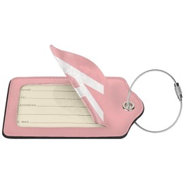 DJYQBFA 2 Pack Initial Luggage Tags for Suitcases Pink White Letter K Suitcase Tags Leather Luggage Tag Travel Name Tags Luggage Identifiers Privacy Cover ID Label with Stainless Steel Loop