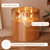 Eywamage 3 Wick Gold Glass Flameless Candle with Remote, Large