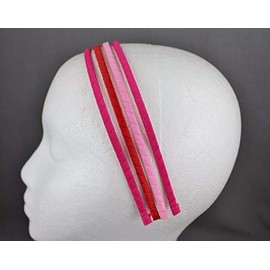Pink Red 4 headband hair band accessory ribbon wrapped thin skinny narrow