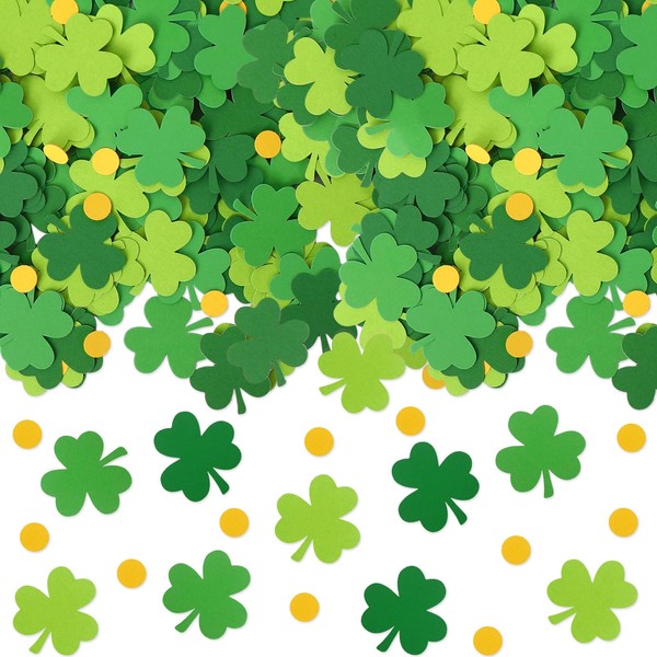 Whaline 300Pcs St. Patrick's Day Table Confetti Green Shamrock Yellow