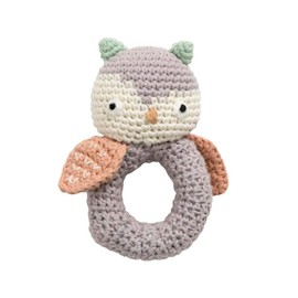 Sebra - Crochet rattle - Blinky the Owl - raindrop grey