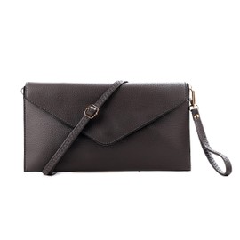 Wedmay Ladies Large Oversize Envelope Wristlet Strap Leather Evening Bag Prom Clutch Bag Purse For Women (F1460 Dark Grey)