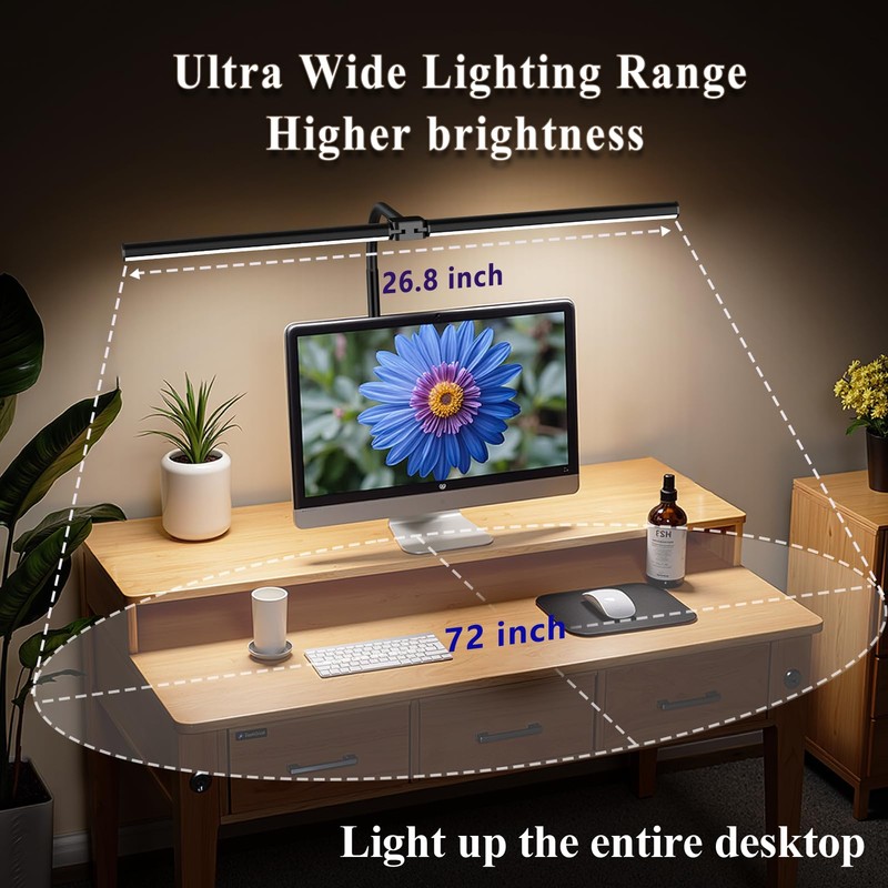 JKFIPKHI LED Desk Lamp for Home Office,Eye-Caring Desk Light with