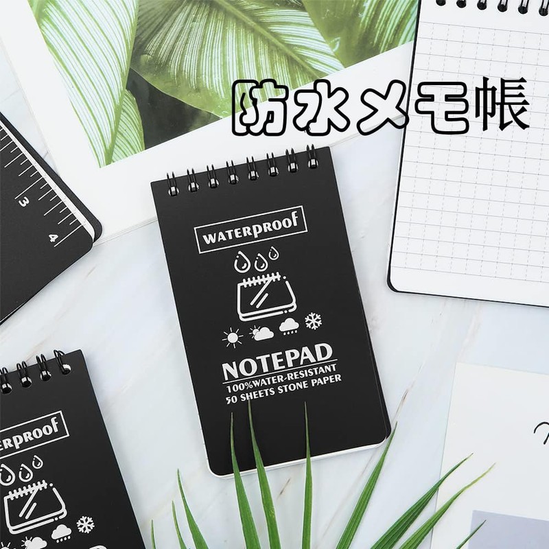 Dekori Notepad Mini Notebook, 4 pcs, Waterproof Ring Notebook, Stone