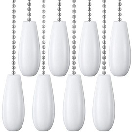 Akahttbn Decorative Ceiling Fan Extension 12 Inches White Wooden Pull Chain Set Ornaments for Light Lamp (Nickel) 8 Pcs