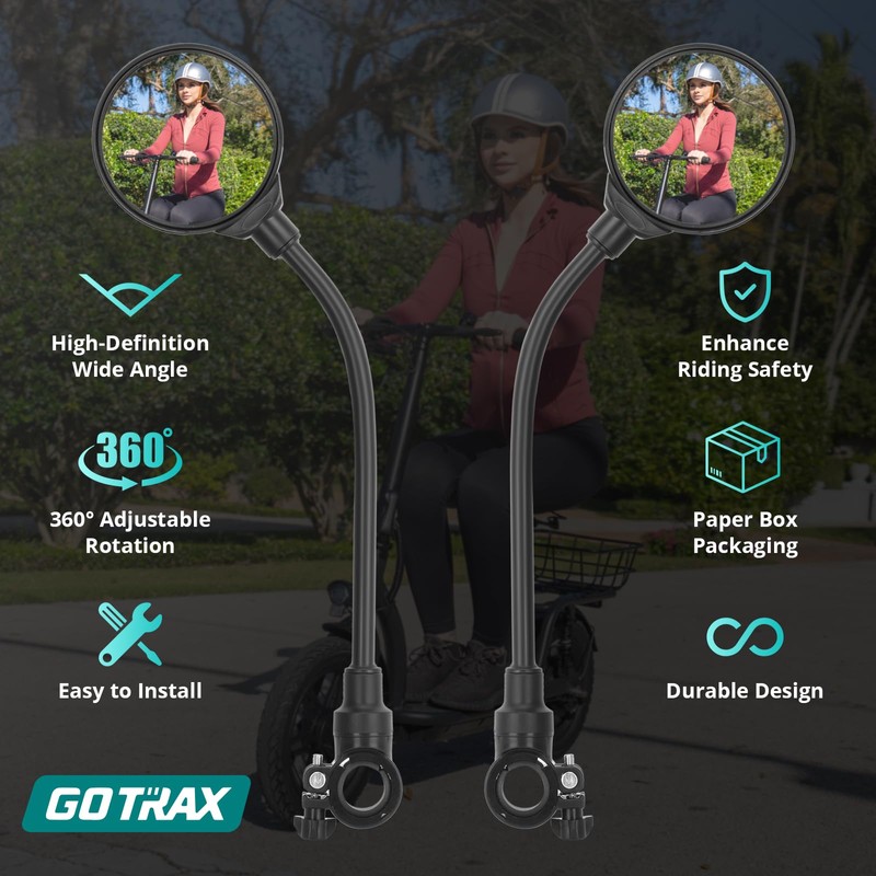 Gotrax Bike Mirror, 2 Pcs Bicycle Rear View Mirrors with