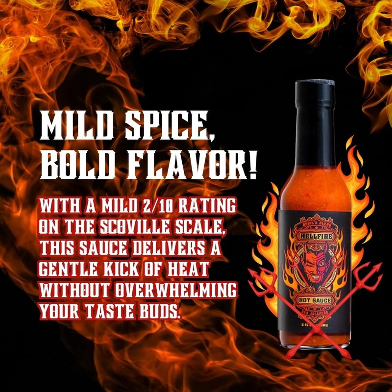 Hellfire Devil's Blend Red Jalapeno Hot Sauce, Award-Winning, Gourmet, Rich