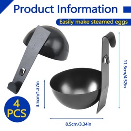 LELE LIFE Hanging Egg Poacher, Stainless Steel Poached Egg Cooker with Hook, Poached Egg Cups Egg Maker for Stovetop Fast Poaching Egg (4 Pack)