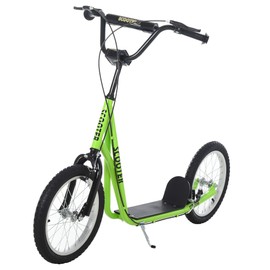 ZJMTOCYU Youth Scooter Kick Scooter for Kids 5+ with Adjustable Handlebar, Dual Brakes, Inflatable Wheels, Light Green