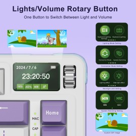 BOYI C75Pro 75% Wireless RGB Mechanical Keyboard,Gasket Structure BT5.0/2.4G/Type-C 4000mAh Gaming Keyboard,Linear Lubed Switches HotSwap NKRO Custom Purple Keyboard with Screen Display for Win/Mac