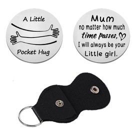 BESPMOSP Pocket Hug Token Mum Gifts Stainless Steel Double Sided Christmas Gifts Mother's Day Gifts Mum Birthday Gifts from Daughter Mum Keyring from Daughter