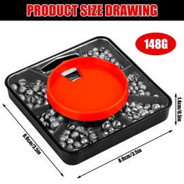 Fishing Lead Shot, Fishing with Storage Box, Removable Lead Weight Fishing, 7 Sizes Lead Shot Assortment Tin (0.4g/0.5g/0.6g/0.8g/1g/1.2g/1.5g)
