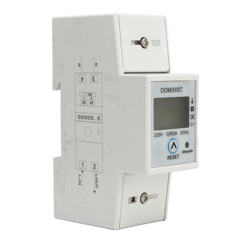 Single Phase Energy Meter LCD Display DIN Rail 2P Total