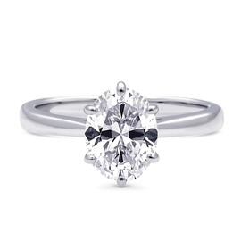 BERRICLE Sterling Silver Solitaire Wedding Engagement Rings 1.8 Carat Oval Cut Cubic Zirconia CZ Ring for Women, Rhodium Plated Size 5.5