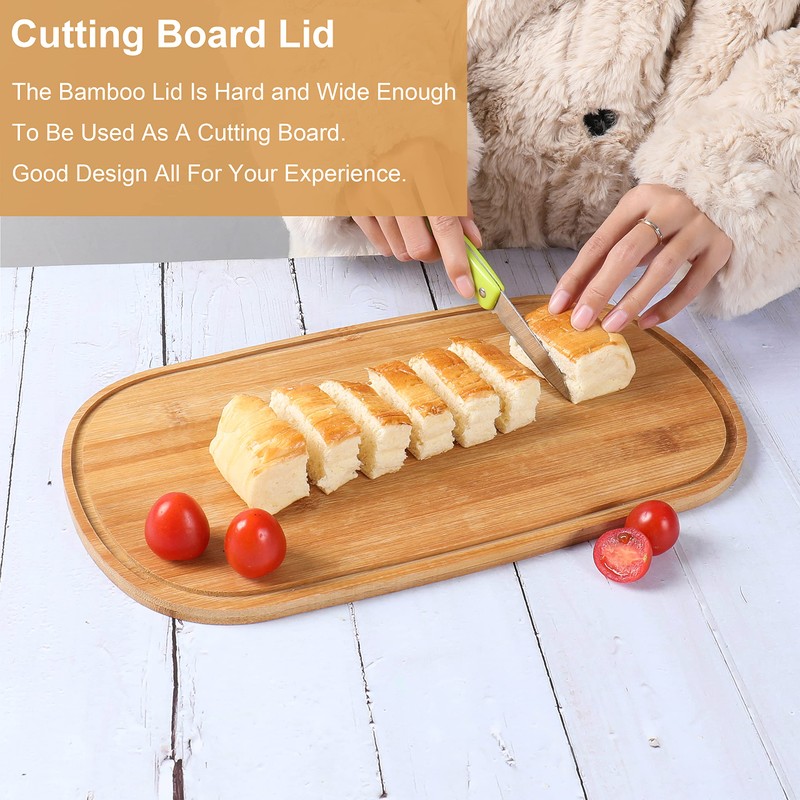 Nomotruc Bread Box For Kitchen Countertop,Bread Box with Cutting Board