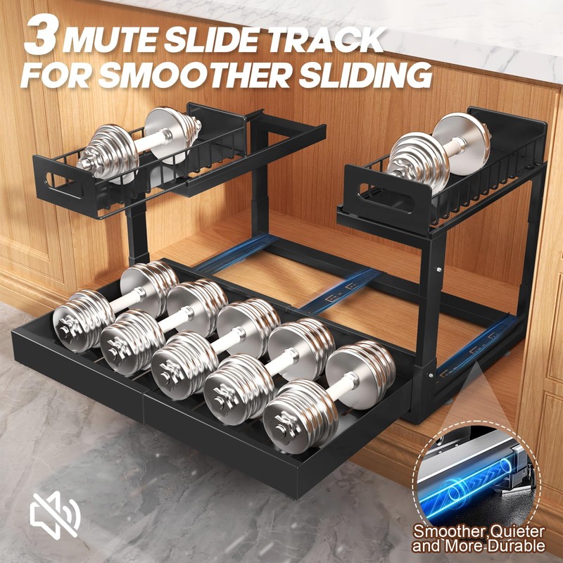 1 Pack Expandable Under Sink Organizers Storage With Upgrade Ball-Bearing