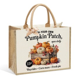 Autumn Pumpkin Canvas Tote Bag - Large Reusable Grocery Shopping Bag for Women, Rustic Country Gift (Christmas Thanksgiving Birthday Mother's Day)