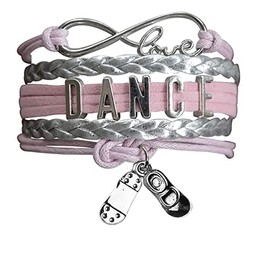 Infinity Collection Tap Dance Bracelet- Dance Jewelry - Love Dance Charm Bracelet- Gift For Dance Recitals & Tap Dancers (Light Pink/Silver)
