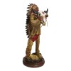 Indian Tribal Warrior Chief with Roach Headdress Holding Ox Cow