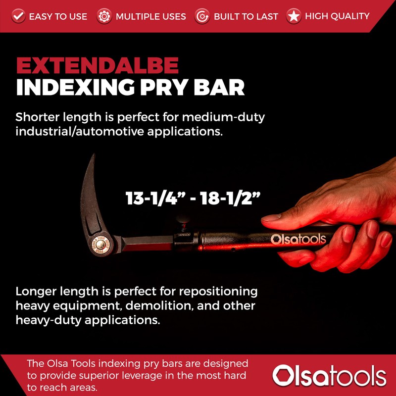 Olsa Tools Adjustable Pry Bar | Adjustable Angles & Extendable