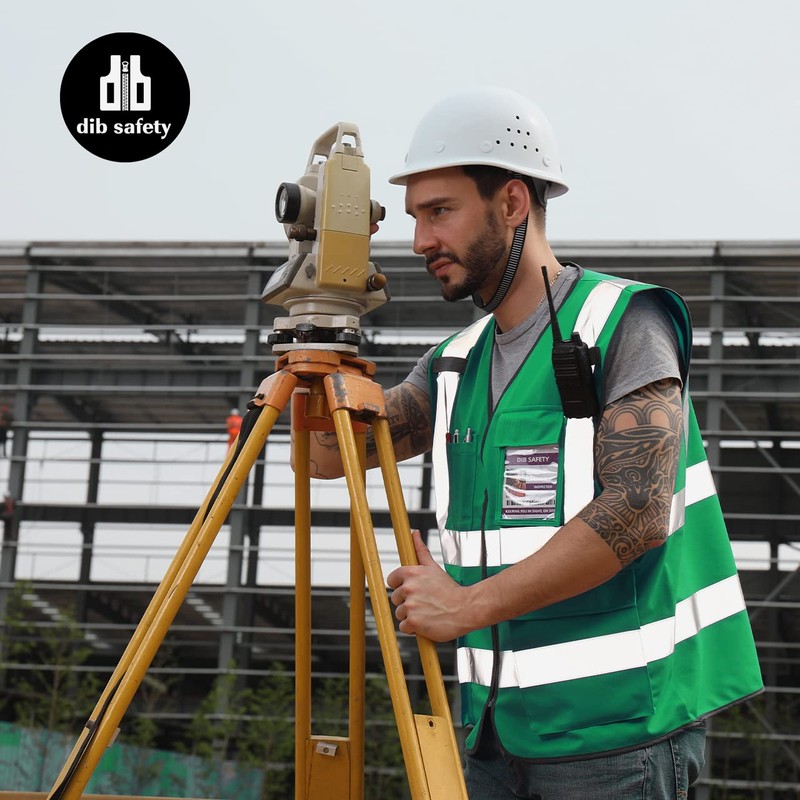 Dib Safety Reflective Vest High Visibility with Pockets and Zipper,