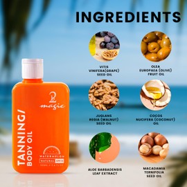 2Bmagic Tanning Oil - Moisturizing Hydrating Tanning Fast, Dark Sun Tan for Outdoor Sun & Tanning Beds(watermelon)