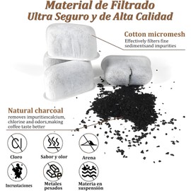 Filtro para Cafetera Aplicable a Cuisinartm,paquete de 6 Filtros de Agua para Cafeteras, Filtros de Carbón Activado, Compatibles con Todas las Cafeteras Cuisinart (6 Pieza)