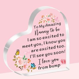 SDOFY Nanny to be Gifts Nanny to be Gifts from Bump Mothers Day Acrylic Plaque Gifts for New Nanny Nan Nana Grandma Granny