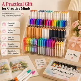 Acrylic Marker Pen Holder Organizer for Artists & Students – Large Capacity Multi-Layer Storage Rack for Home Office Craft Desks