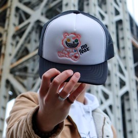 MU:KA: Foam Front Rope Trucker Hats Women Men Streetwear Trucker Hat Mesh Back Baseball Cap Adjustable Snapback (No Fear Bear (Black))