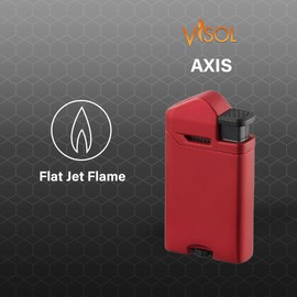 Visol Axis Torch Lighter Flat Flame Refillable Gas Butane Lighter, Fuel Window and Windproof Adjustable Flame Lighter (Shipped Without Butane)