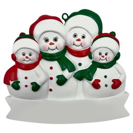 Family Christmas Ornament, Family of 4 Christmas Ornament, Snowman Family 4