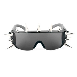 PLOPLO Punk Rocker Large Shield Spike Fashion Novelty Party Dance Sunglasses (Black, 2#-17 rivets)