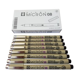 Sakura Pigma Micron pen 08 Black felt tip artist drawing pens - 8 pen set